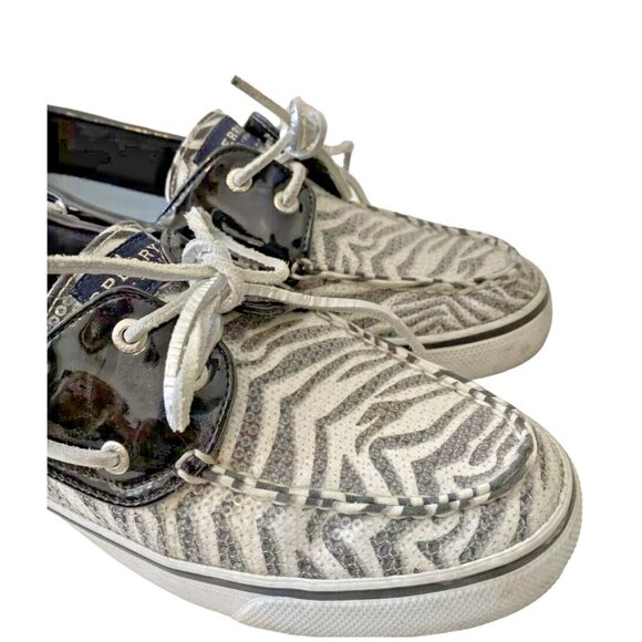 Sperry Top-Sider Shoes Womens Size 10 Zebra Sequin Boat Metallic Loafers - Picture 6 of 9